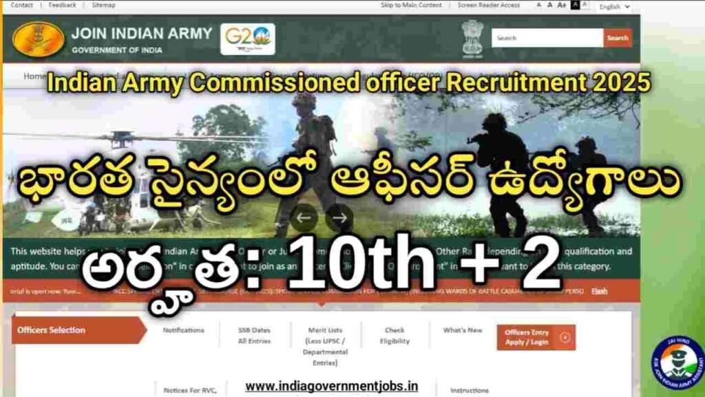 Indian Army Commissioned officer Recruitment 2025